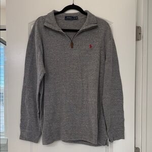Ralph Lauren Heather Gray Cotton Quarter-Zip Sweater!